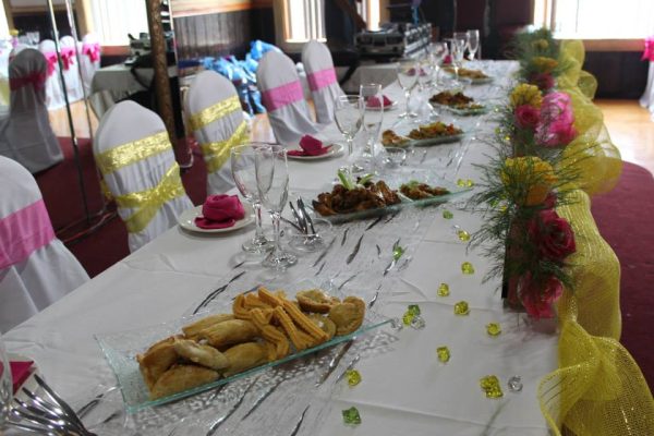 Dinner Table Setup With Starter Food